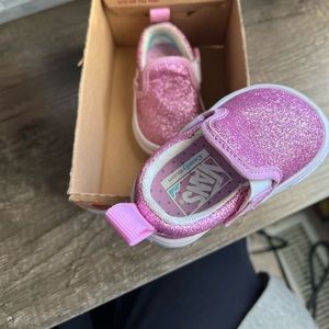 Vans Infant comfy Cush slip on, glitter orchid/white, size 2.5, brand new!